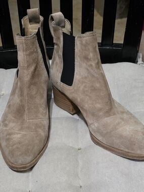 rag & bone Taupe Suede Chelsea Ankle Boots with Block Heel